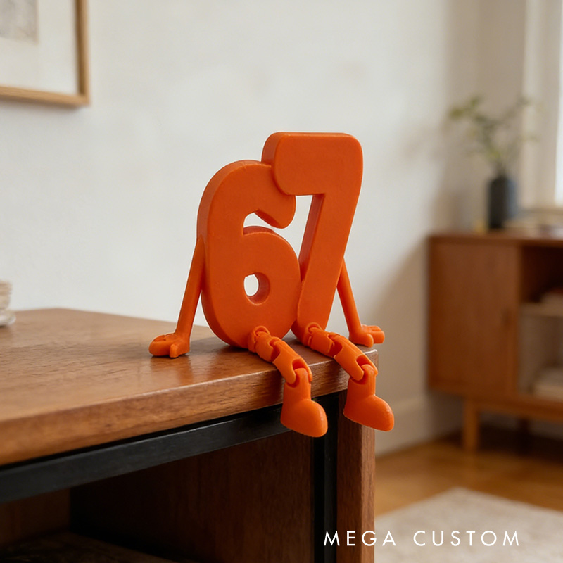 Personalized 3D Printed 67 Flexi Buddy Figurine Desktop Articulating Flexible Toy