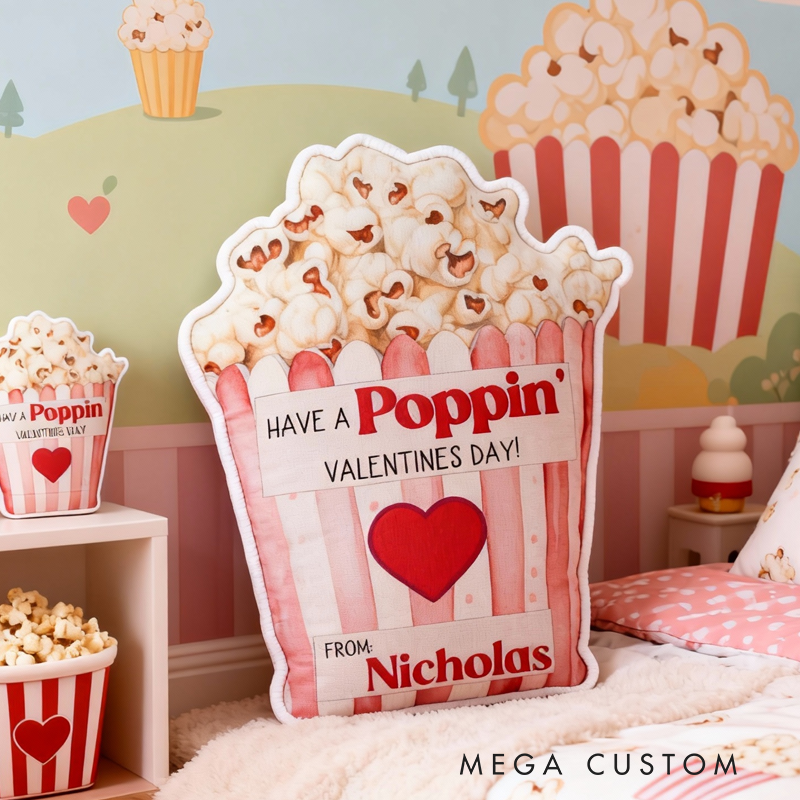 Personalized Valentine's Day Popcorn with Name Graphic 3D Print Pillow Valentine's Day Gifts Funny Gifts