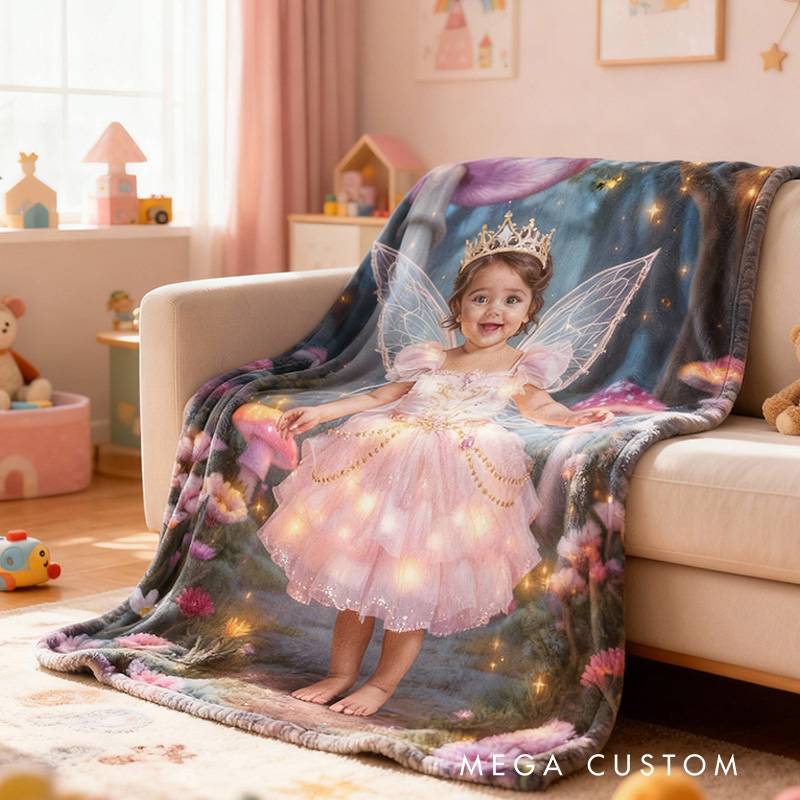 Personalized Lovely Sparkling Wings Custom Photo Throw Blanket Ideal For Children Blanket