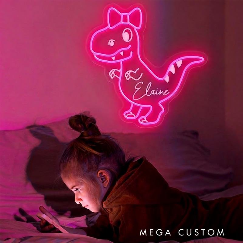Personalized Fun Cartoon Dinosaur Outline Name Lamp Ideal For Nursery Decoration Neon Sign