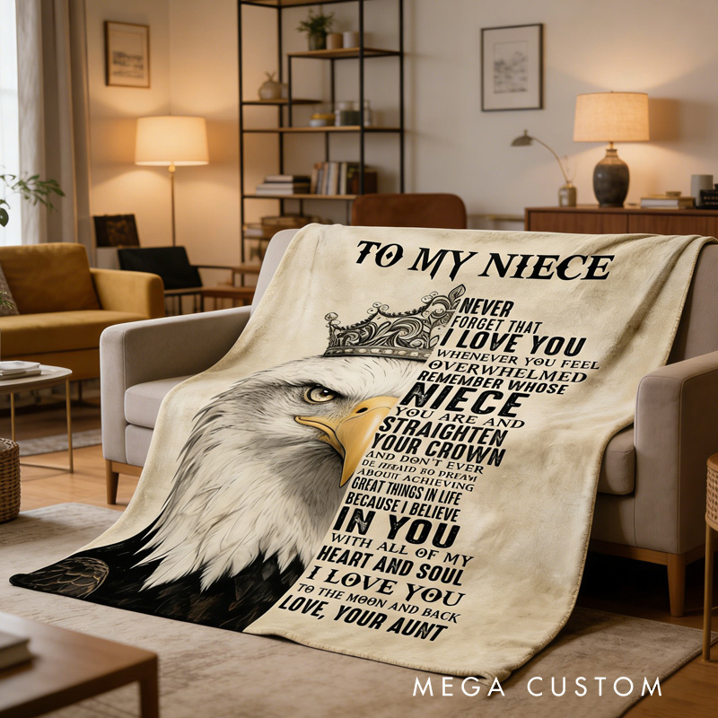 Personalized To My Niece Eagle Pattern Custom Quote Warm Cozy Throw Gift Blanket Blanket