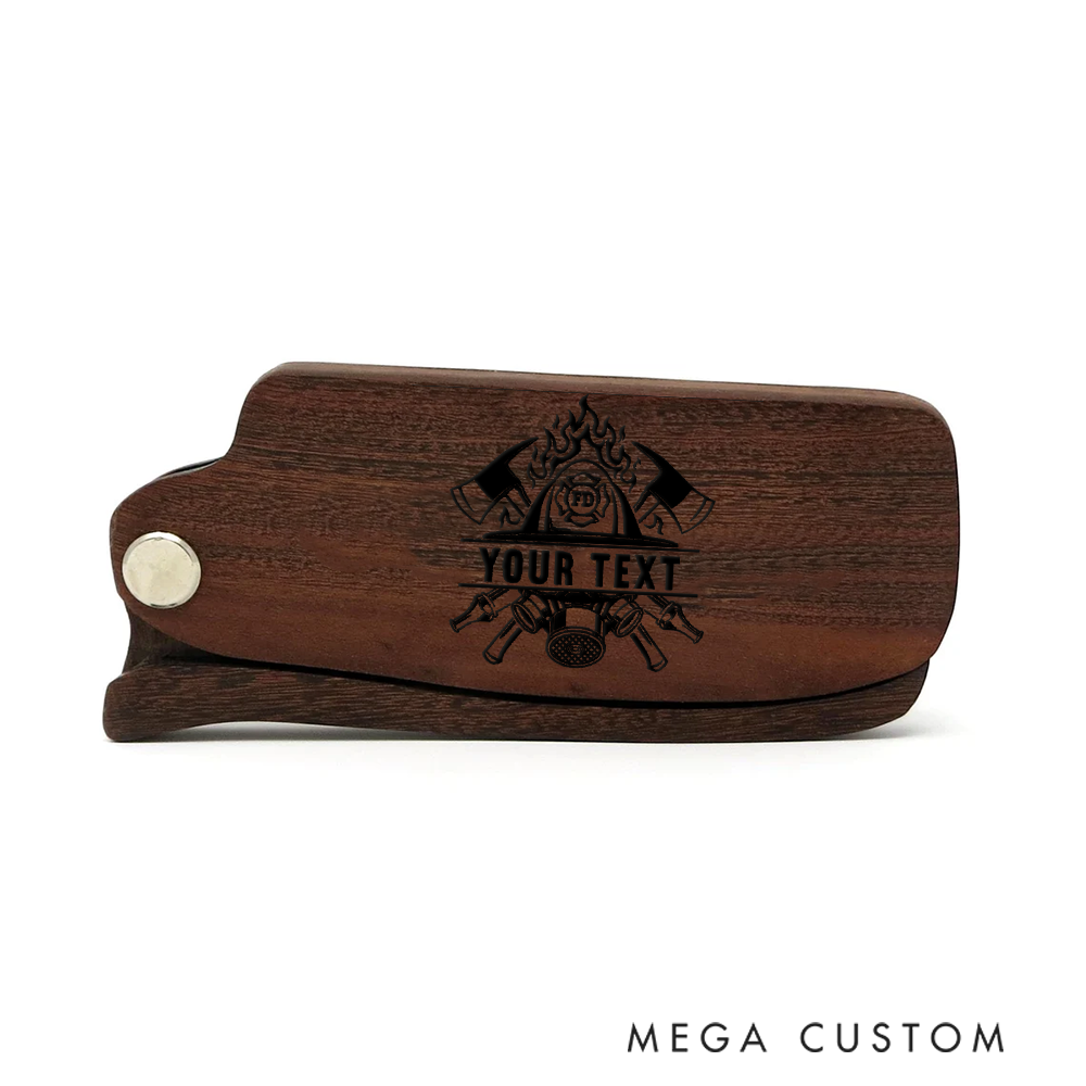 Personalized Wooden Beard Comb Custom Firefighter Design with Engraved Text