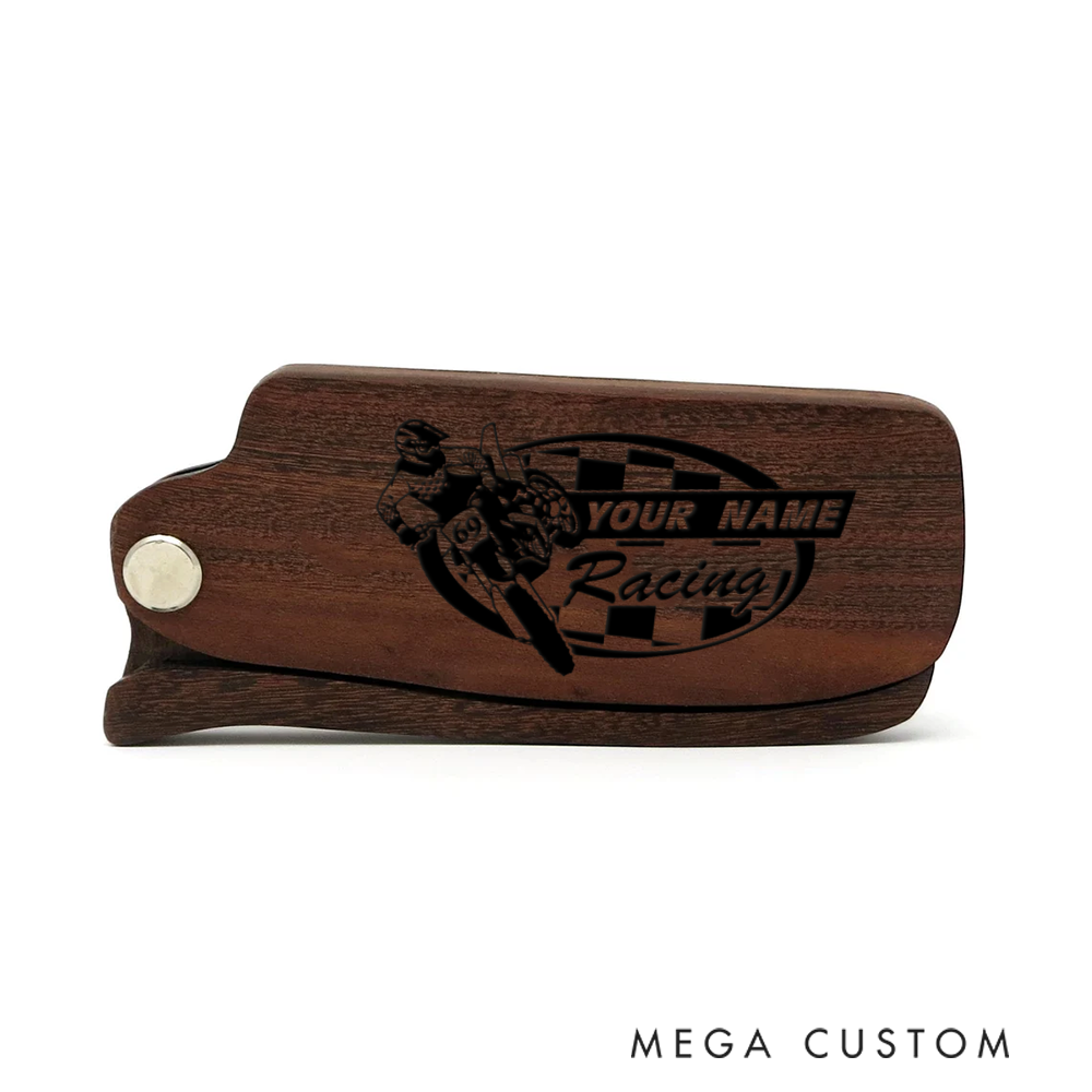 Personalized Wooden Beard Comb Custom Motorcycle Racing Design