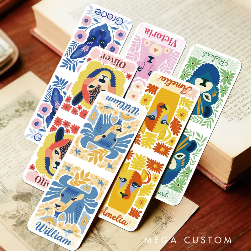 Personalized Multicolor Abstract Animal Illustration Flower Magnetic Bookmark Clip Birthday Gift for Reading Lovers Teachers Students