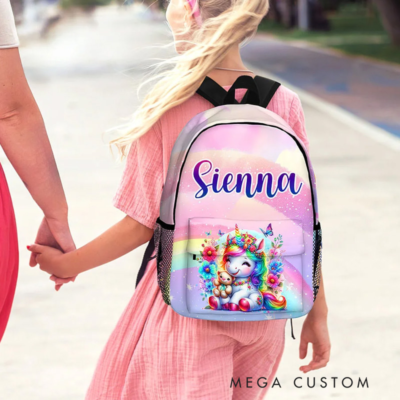 Personalized Cute Fantasy Dream Horse Kid School Backpack with Name Large Capacity Daily Use Back to School Gift for Kids Girls