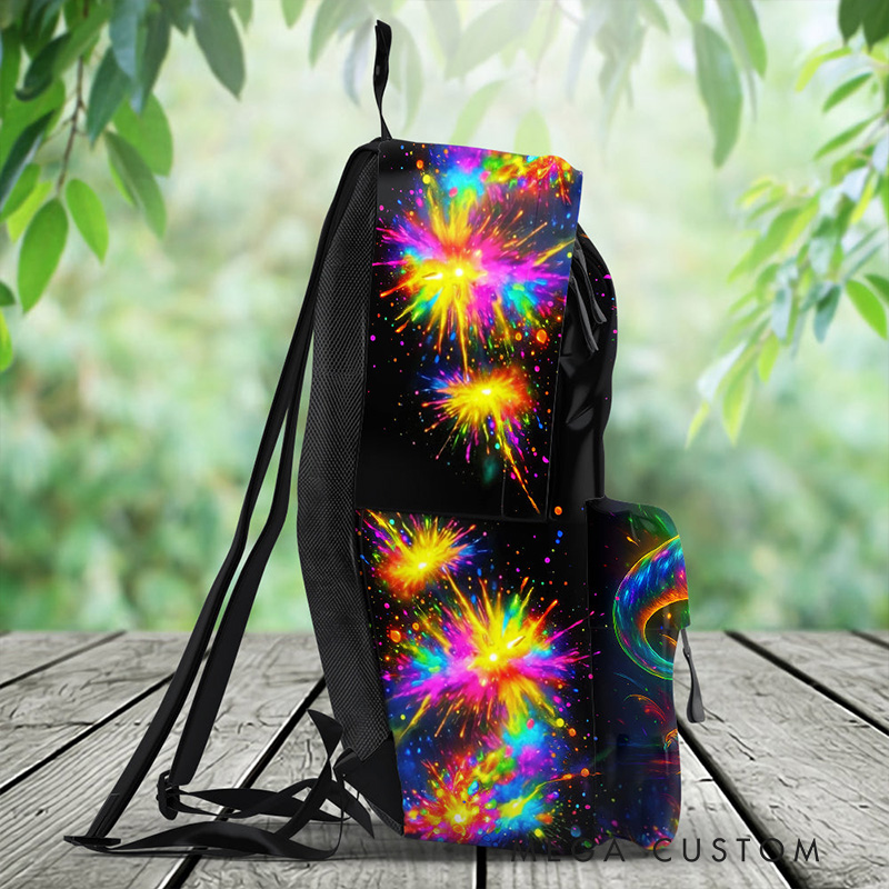 Personalized Unique T Rex Theme Custom Name Colorful Galaxy Adventure Kids School Backpack