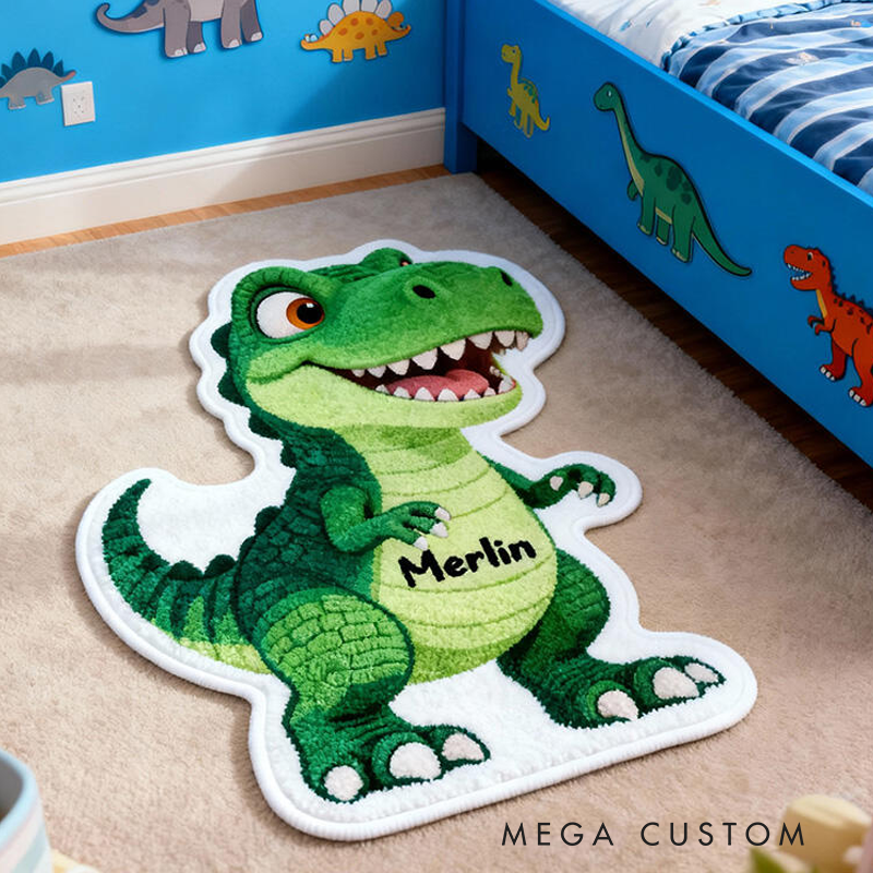 Personalized Dinosaur Floor Mats Customizable with Your Name Cool Gift for Boys