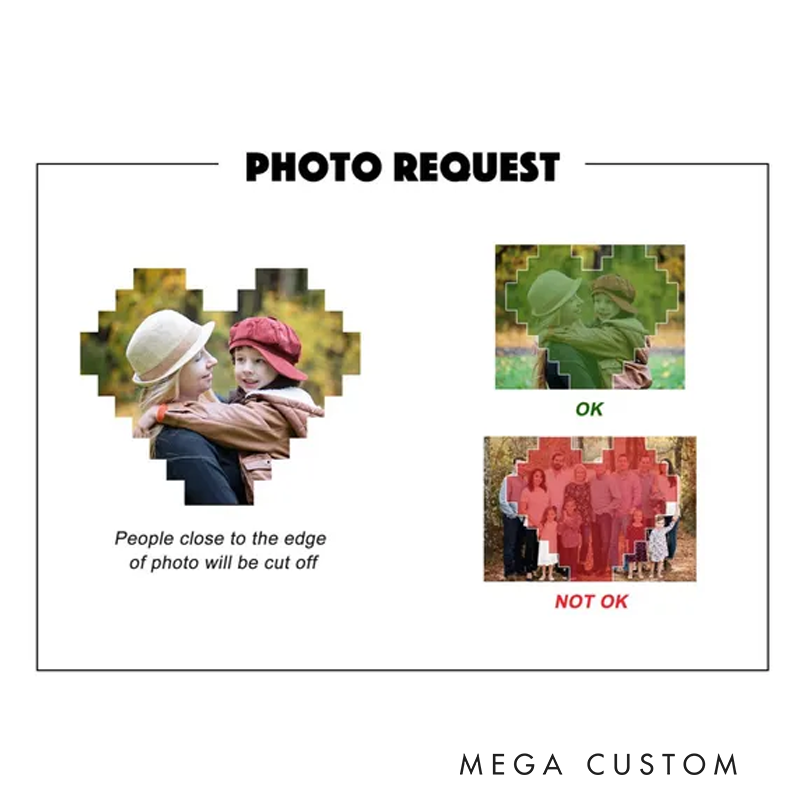 Personalized Photo Heart Shape Block Puzzles Photo Gift Gifts for Father Mother Daughter Son Friend Sister Besties Birthday Christmas Gift for Family