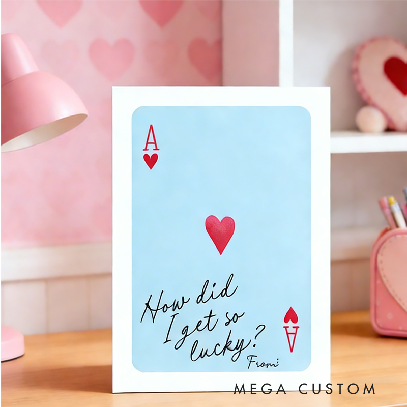 Personalized Ace of Hearts Greeting Card Kids Classroom Exchange Cards Valentines Gifts