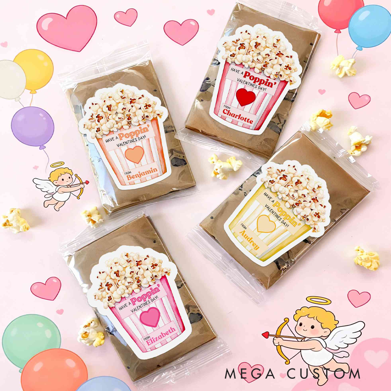 Personalized Have a Poppin Valentine's Day Stickers with Name Gift Decor Party Favors for Kids