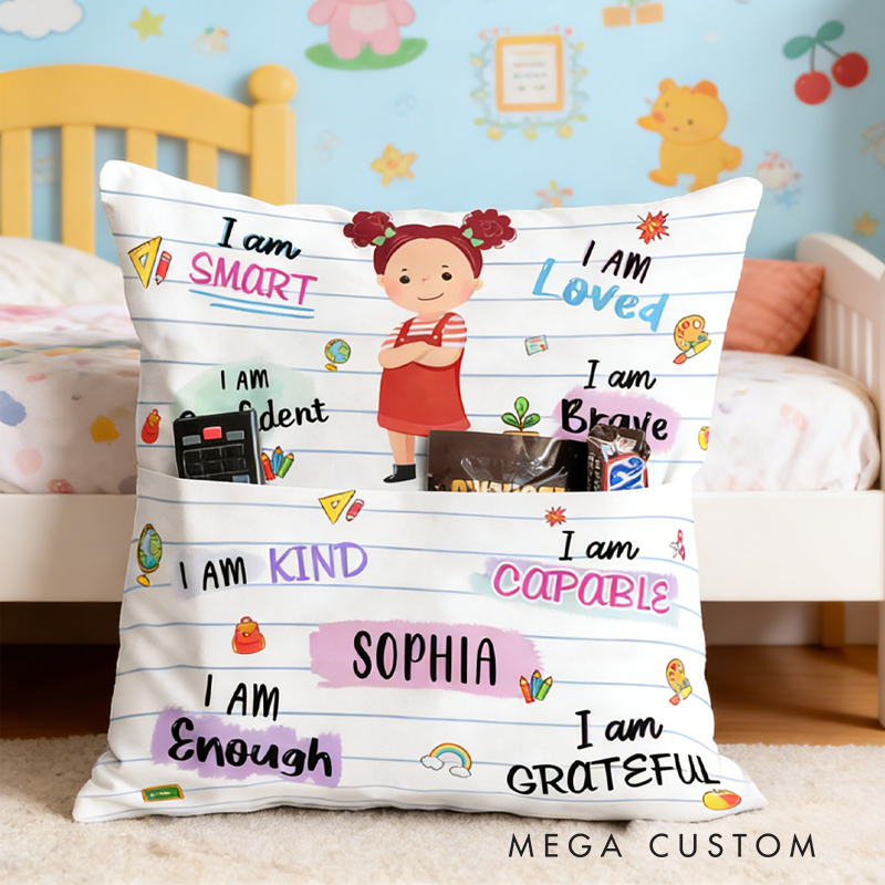 Personalized I Am Confident Pocket Pillow with Name Birthday Gifts for Kids  