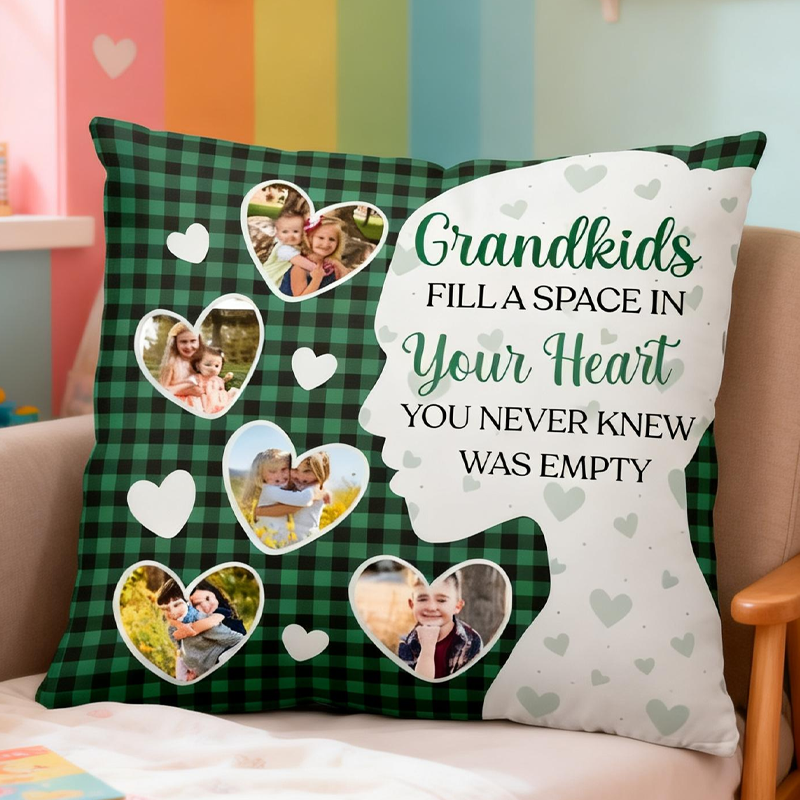 Personalized Grandkids Fill Space In Your Heart Photo Pillow Birthday Gifts for Kids