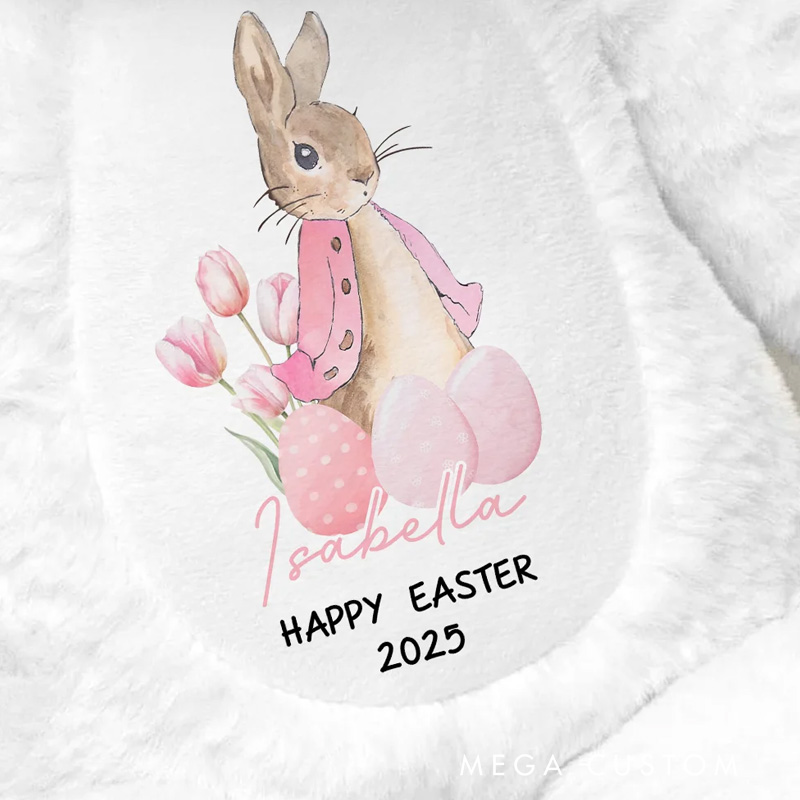 Personalized Peter Rabbit Easter Eggs Cute Bunny Plush Stuffed Animal Toy with Name and Year First Easter Holiday Baby Shower Gift for Kids