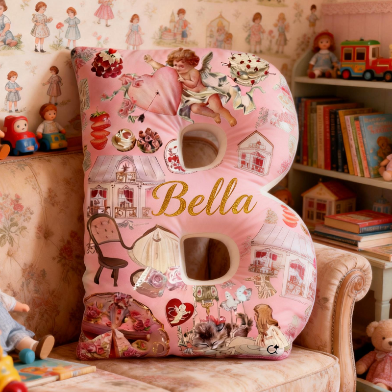 Personalized Retro Valentine's Day Initial with Name Graphic 3D Print Pillow Valentine's Day Gifts Funny Gifts