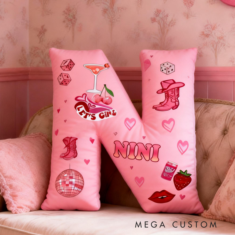 Personalized Retro Elements Initial with Name Graphic 3D Print Pillow Valentine's Day Gifts Funny Gifts