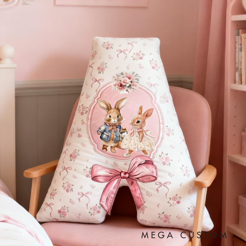 Personalized Cute Bunny Initial Name Graphic 3D Print Pillow Easter Gifts Funny Gifts
