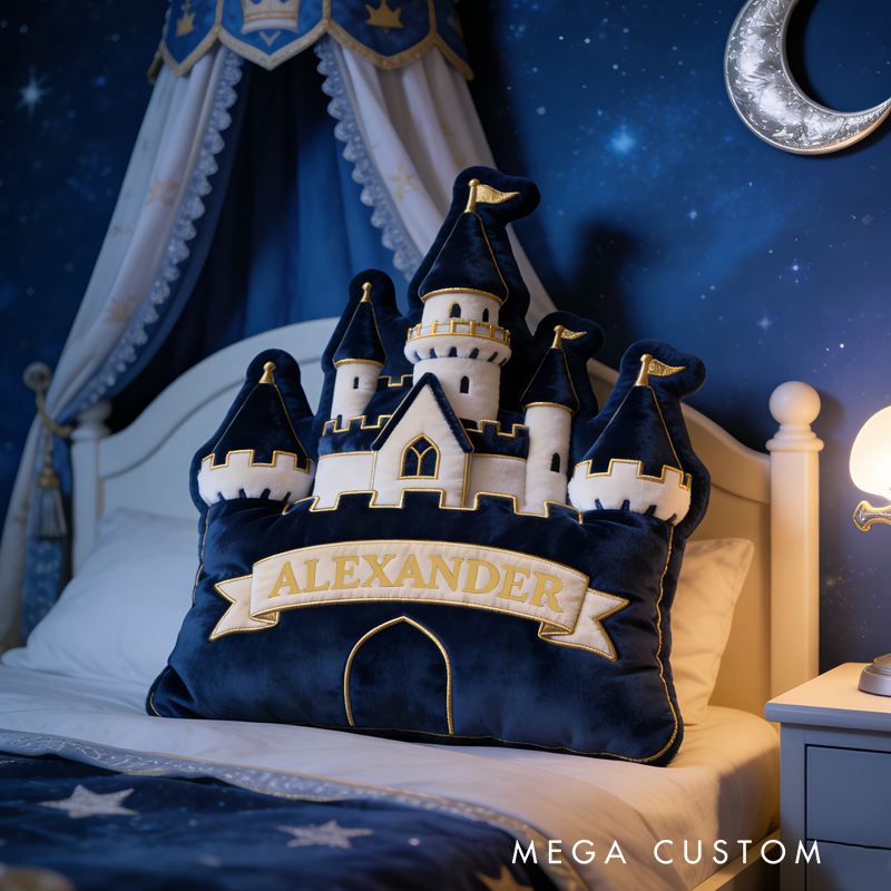 Personalized Castle Theme Custom Name Royal Palace Fairytale Prince and Princess Style 3D Print Pillow