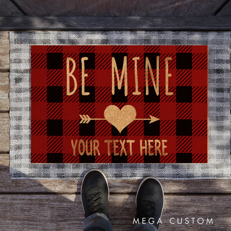 Personalized Checkered Flag Doormat Custom Text  Be Mine Entry Rug Welcome Mat Gifts