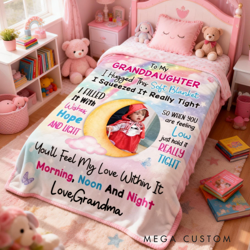 Personalized I Hugged This Soft Blanket I Squeezed It Really Tight Grandson Photo Blanket Home Decor Birthday Gift for Kids