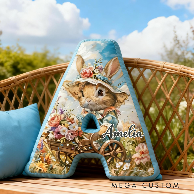Personalized Retro Oil Painting Rabbit Graphic 3D Print Pillow Birthday Gifts Funny Gifts Easter Gifts