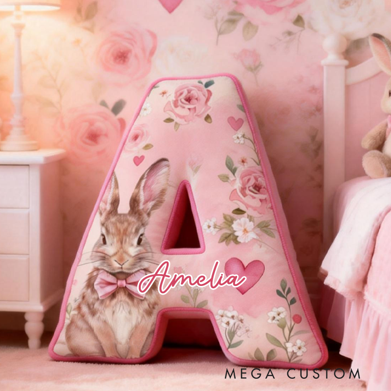 Personalized Cute Pink Rose Rabbit Graphic 3D Print Pillow Birthday Gifts Funny Gifts Easter Gifts Valentine's Day Gifts 