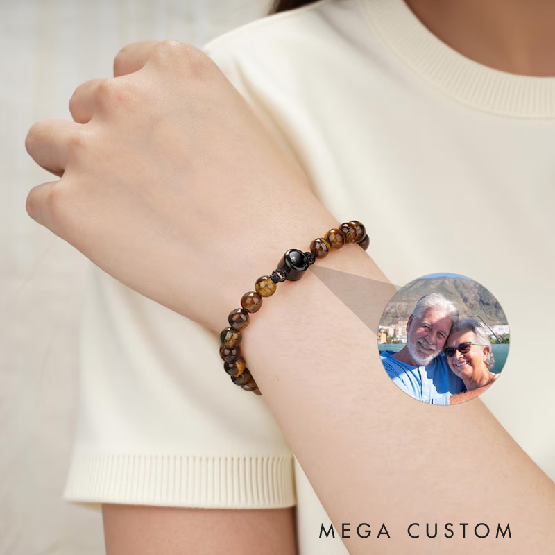 Personalized Photo Projection Bracelet Photo Beaded Bracelet Natural Stone Beaded Bracelet Exquisite Gift