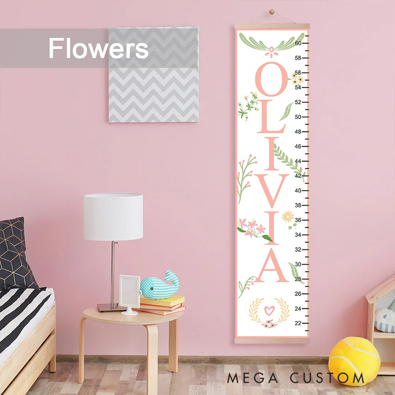 Personalized Woodland Theme Custom Name Cute Forest Animals Kids Height Growth Chart