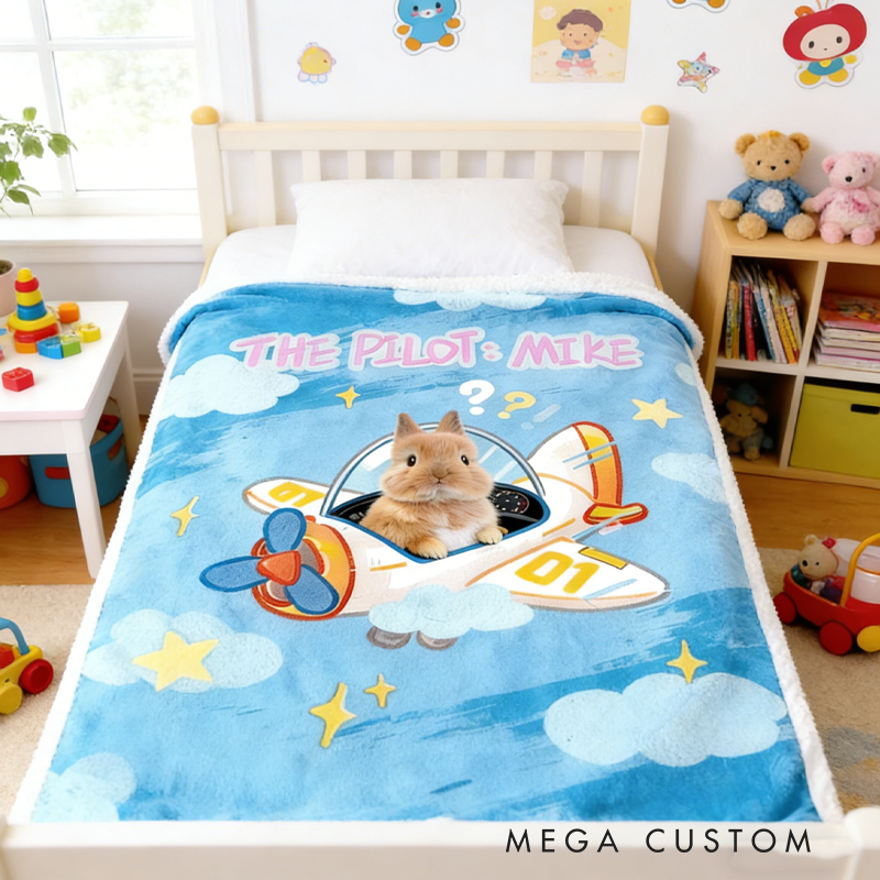 Personalized Pet Photo Blanket Blanket Flannel Sherpa Bed Couch Throw Nursery Home Decor Birthday Gift