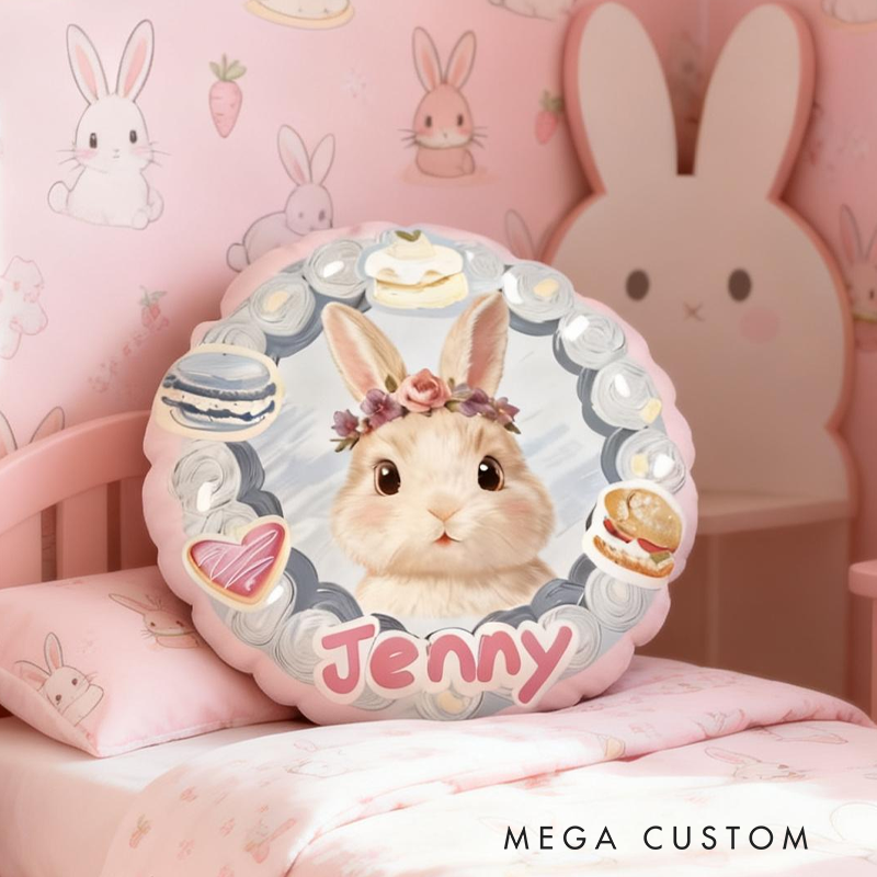 Personalized Cute Rabbit in Oil Painting Pillow Baby Animals Nursery Decor Cute Animals Cushion Toddler Gift Easter Gifts