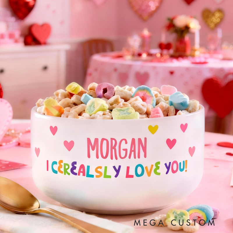 Personalized I Cerealsly Love You Cereal Bowl Valentine's Day Gifts for Kids Children's Valentine's Day