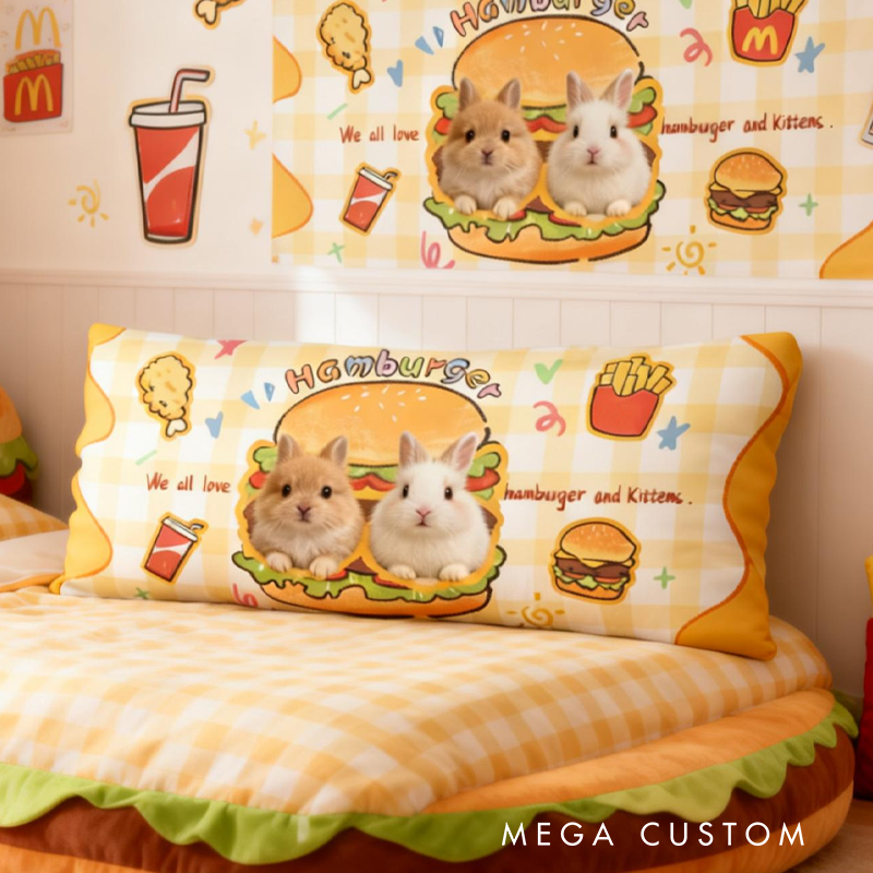 Personalized Cute Cartoon Hamburger Fried Chicken Pillow Baby Animals Nursery Decor Easter Gifts Toddler Gift 