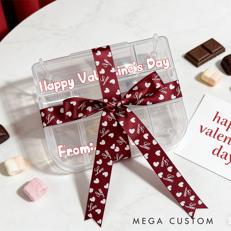 Personalized Valentines Theme Custom Name Sweet Gift Heart Ribbon Treat Collection Pops Candy Box