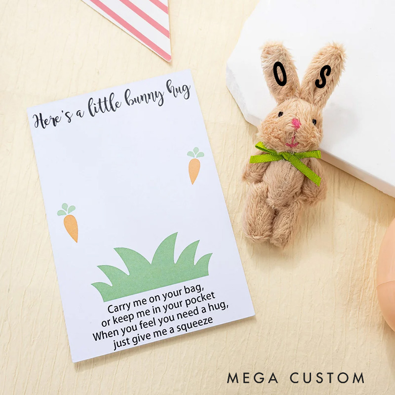 Personalized Cute Tiny Plush Pocket Hug Bunny Stuffed Companion Toy with Name Card Easter Basket Stuffers Holiday Easter Birthday Gift for Kids