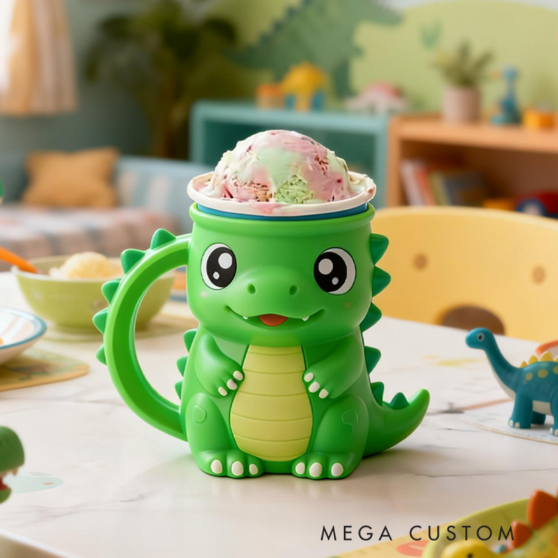 Green Little Dinosaur Ice Cream Pint Holder 3D Printed Cozy with Spoon Slot