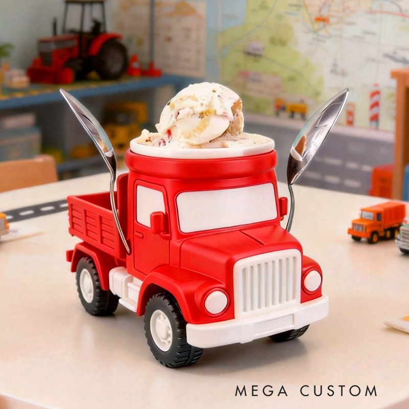 Colorful and Cool Trucks Ice Cream Pint Holder 3D Printed Cozy with Spoon Slot 