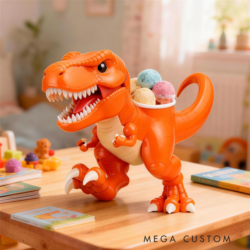Domineering Dinosaurs in Various Colors Ice Cream Pint Holder 3D Printed Cozy Birthday Gifts for Kids