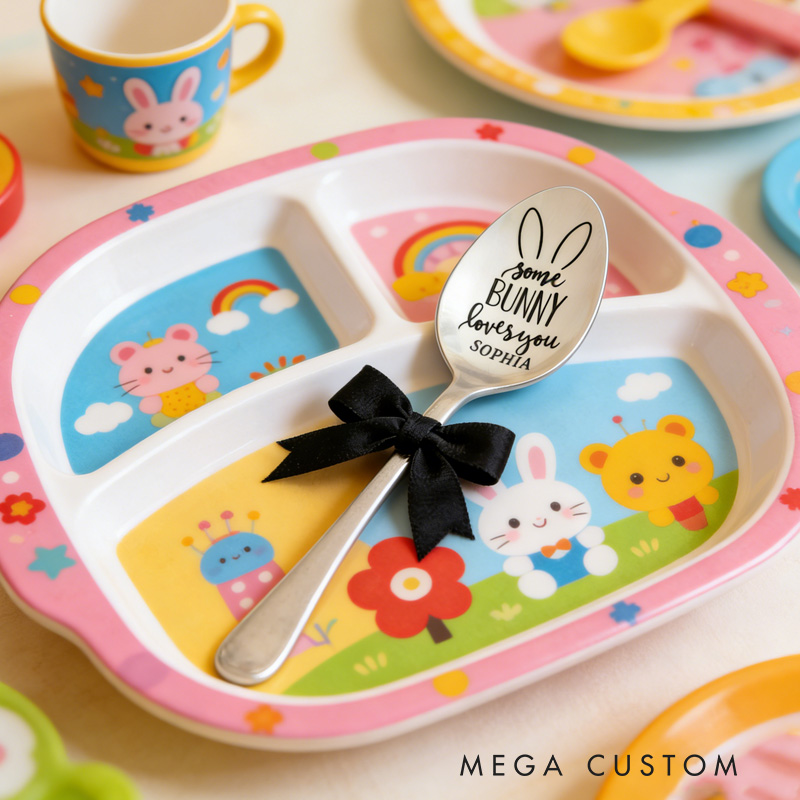 Personalized Lovely Custom Name Some Bunny Loves You Adorable Easter Utensil Spoon