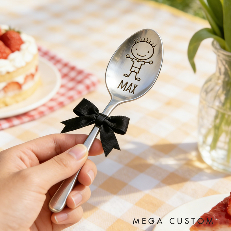Personalized Custom Name Cute Baby Gift Adorable Engraved Feeding Utensil Keepsake Spoon