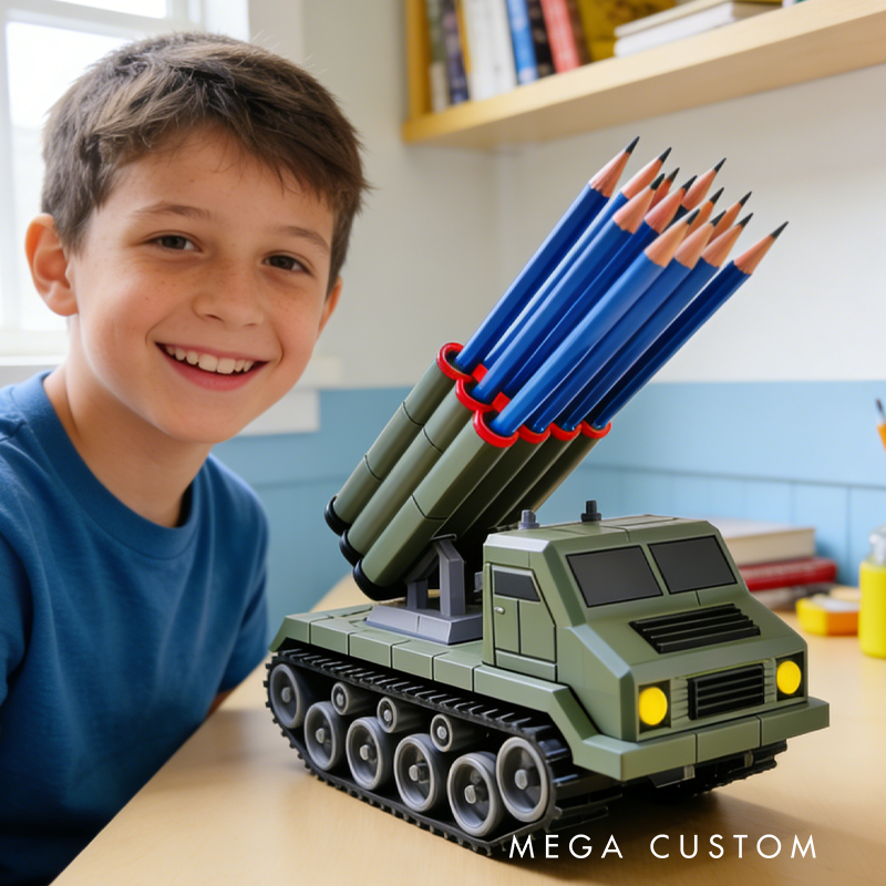 Military Tank Pen Holder Army Inspired Desk Organizer Model Birthday Gift for Kids Kids Room Decor 