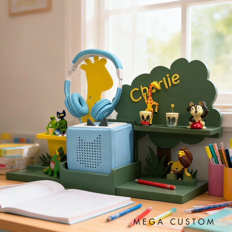 Personalized Jungle Theme Holder Birthday Gift for Kids Kids Room Decor Unisex Nursery Shelf & Character Display