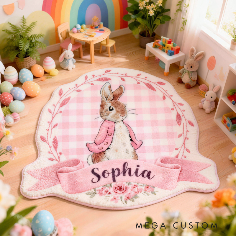 Personalized Cute Easter Blue and Pink Bunnies with Name Home Decor Easter Gift for Kids Birthday Gift for Kids