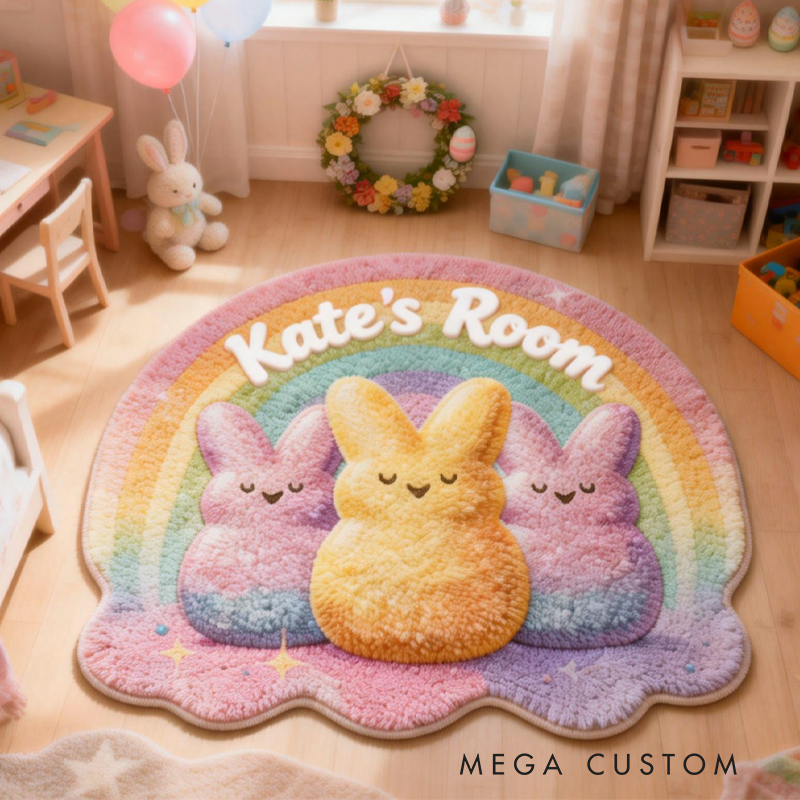 Personalized Cute Easter Peeps Bunnies with Name Home Decor Easter Gift for Kids Birthday Gift for Kids