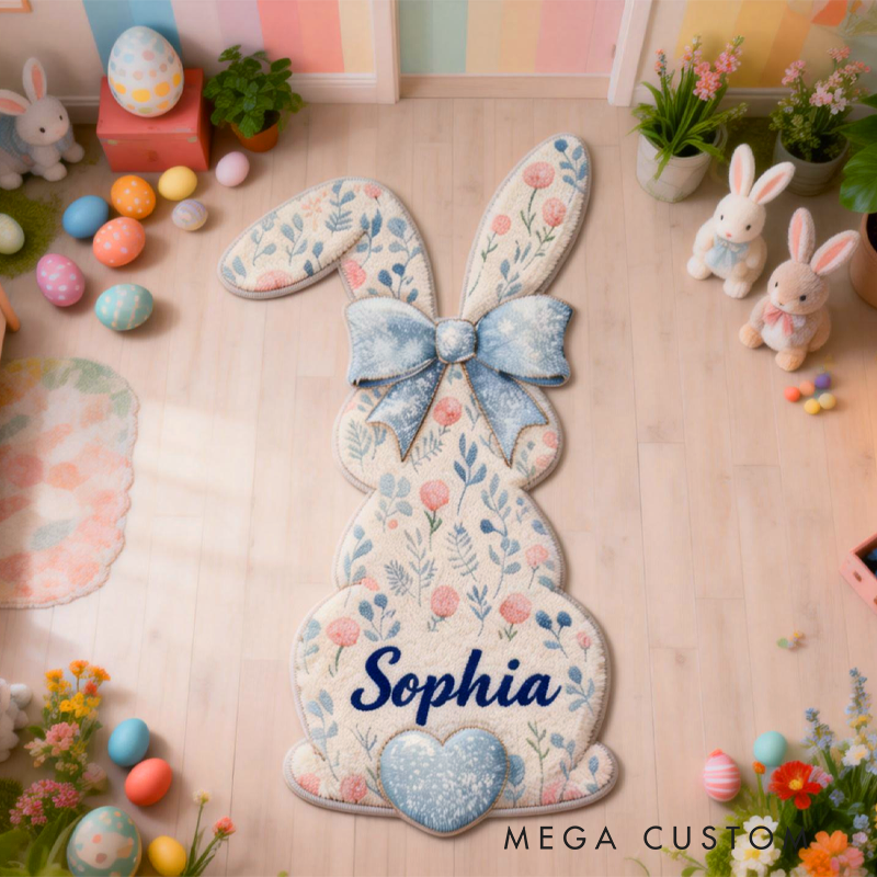Personalized Cute Bunny Back View with Name Home Decor Easter Gift for Kids Birthday Gift for Kids