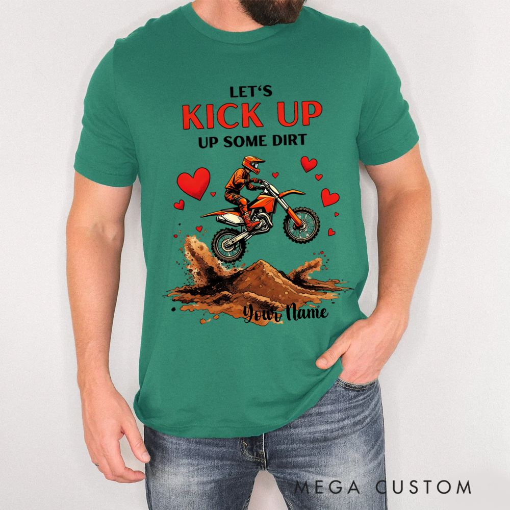 Personalized Couple’s Motocross T-Shirt Custom Dirt Bike Design for Riders in Love