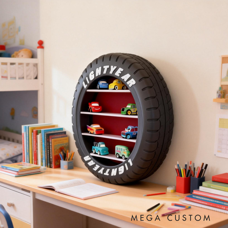 Cars Tyre Display Shelf 3D Printed Display for Hot Wheels Matchbox Toys Gifts for Kids and Collectors