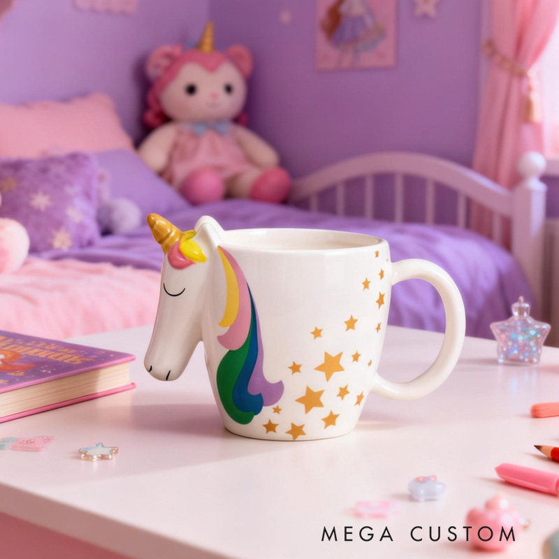 3D Adorable Dreamy Horse and Rainbow Theme Kids Drink Cup Mug Gift for Kids