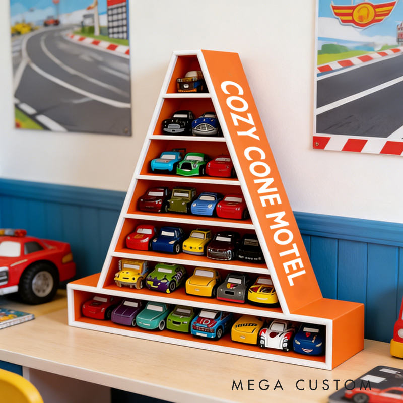 Cozy Cone Motel Car Shelf 3D Printed Display for Hot Wheels Matchbox Toys Gifts for Kids and Collectors