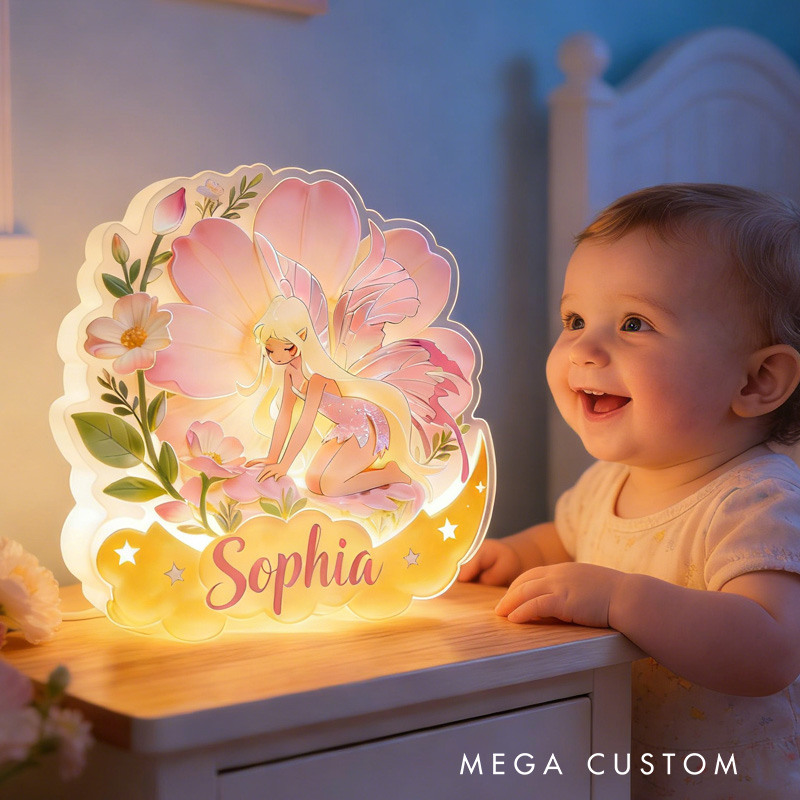 Personalized Unique Custom Name Beautiful Flower Garden Style Romantic Room Decoration Acrylic LED Night Light