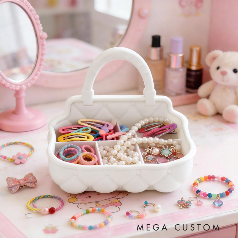 3D Printed Jewelry Organizer Cute Bag Shaped Vanity Decor Lipstick and Cosmetic Holder Stylish Desktop Storage