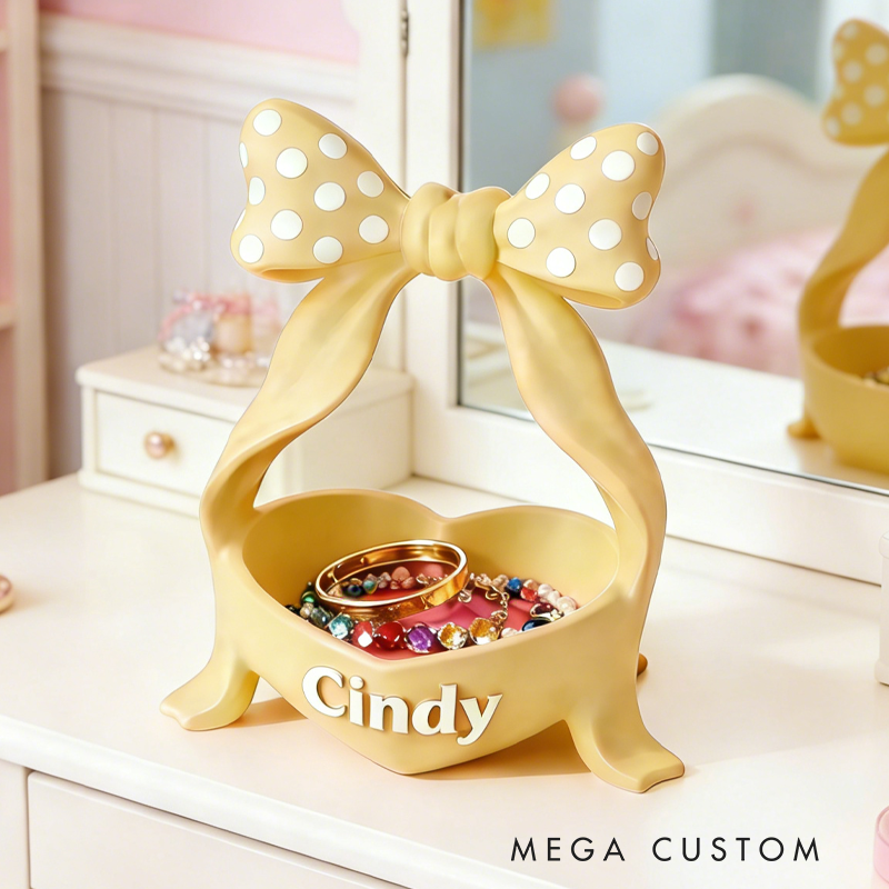 3D Printed Cute Bow Jewelry Organizer Vanity Decor Lipstick and Cosmetic Holder Stylish Desktop Storage